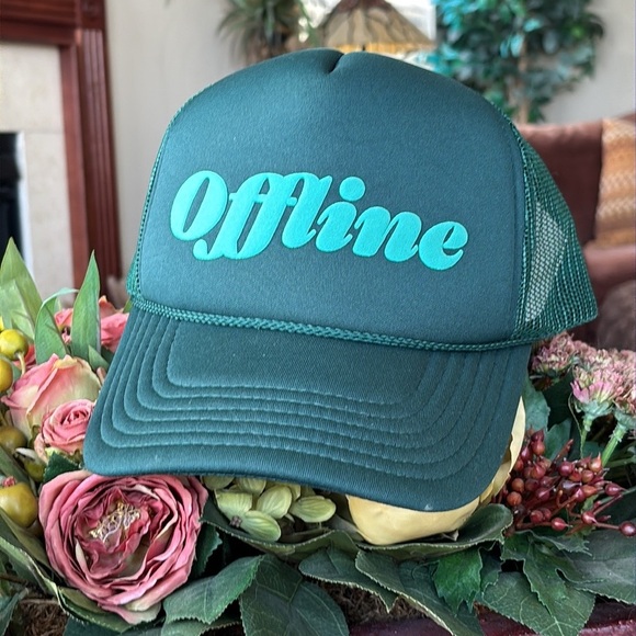 Brand New Ulta Beauty Green Teal “Offline” Trucker Hat Adjustable Baseball Cap - Picture 14 of 15